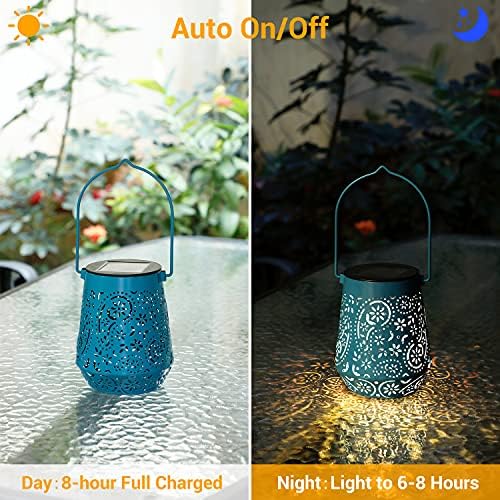 OxyLED Solar Hanging Lanterns – 4 Pack Colorful Metal Moroccan Garden Lights