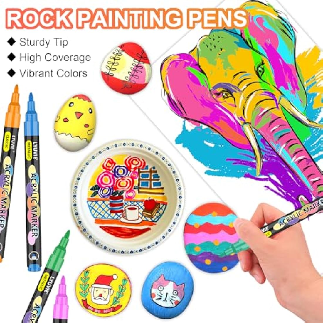 Lyuvie 100 Color Acrylic Paint Pens | 0.7mm Extra Fine Tip Markers