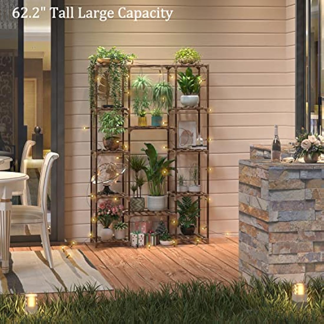 12-Tier Wood Plant Stand – 62.2" Tall Indoor Flower Shelf