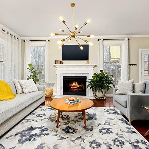LynPon Gold Sputnik Chandelier – 12-Light Modern Brass Pendant Fixture