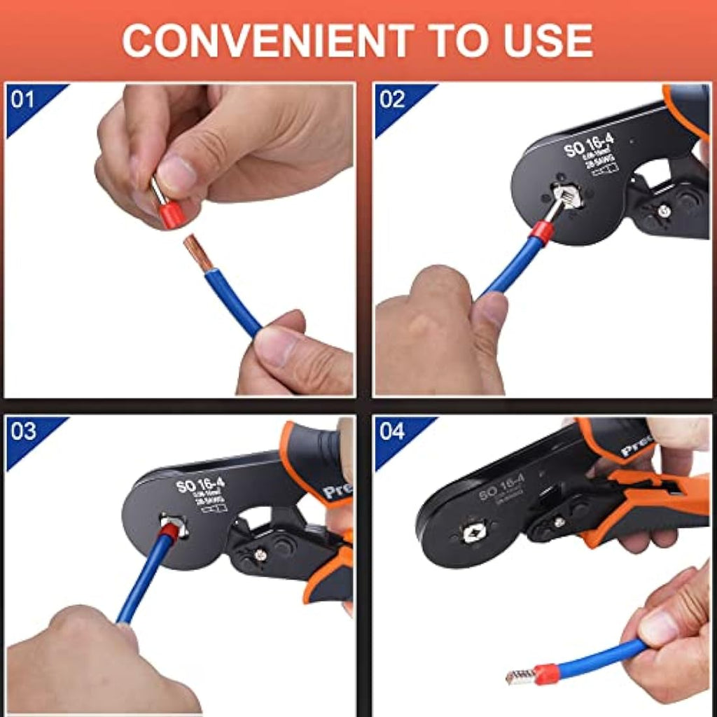 Preciva Ferrule Crimping Tool Kit | 0.08-16mm² Ratchet Wire Crimper Set