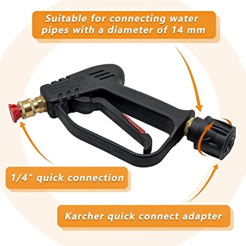 4000PSI Pressure Washer Gun with 5 Nozzle Tips & M22 Adapter