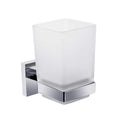 iBathUK Chrome Toothbrush Holder | Wall Mount Square Glass Tumbler