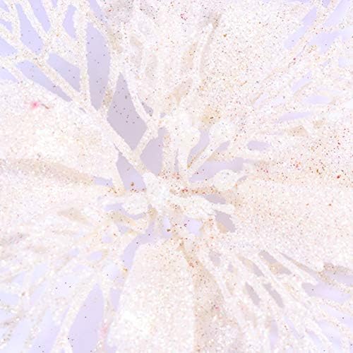 Jolof Store 12pcs Glitter Poinsettia Artificial Christmas Flowers – White