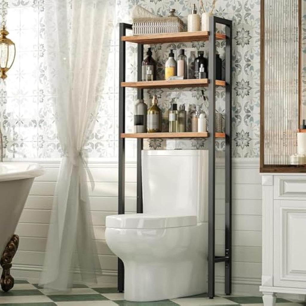 HOOBRO 3-Tier Over the Toilet Storage Rack – Industrial Bathroom Organizer