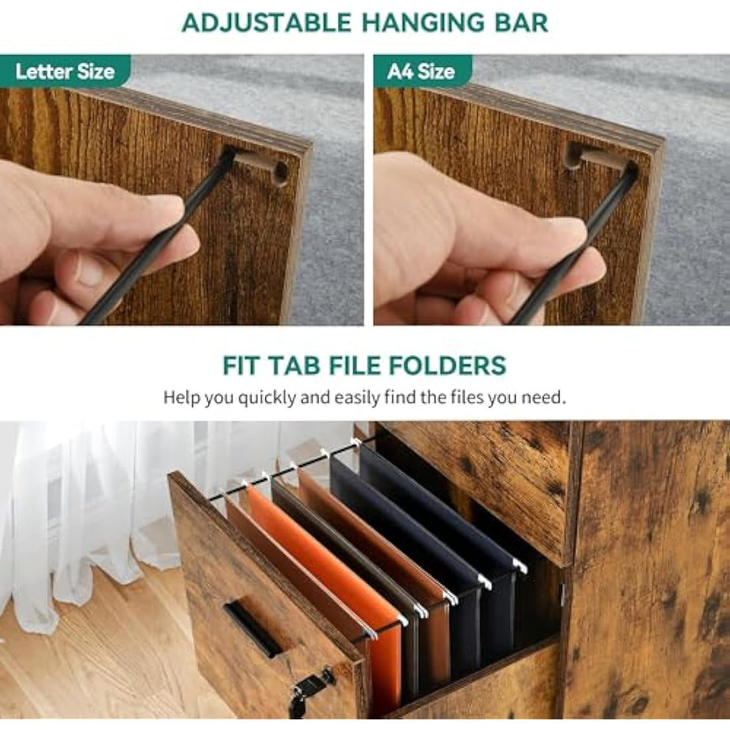 YITAHOME 4-Drawer Vertical File Cabinet | Lockable Brown Wood Storage