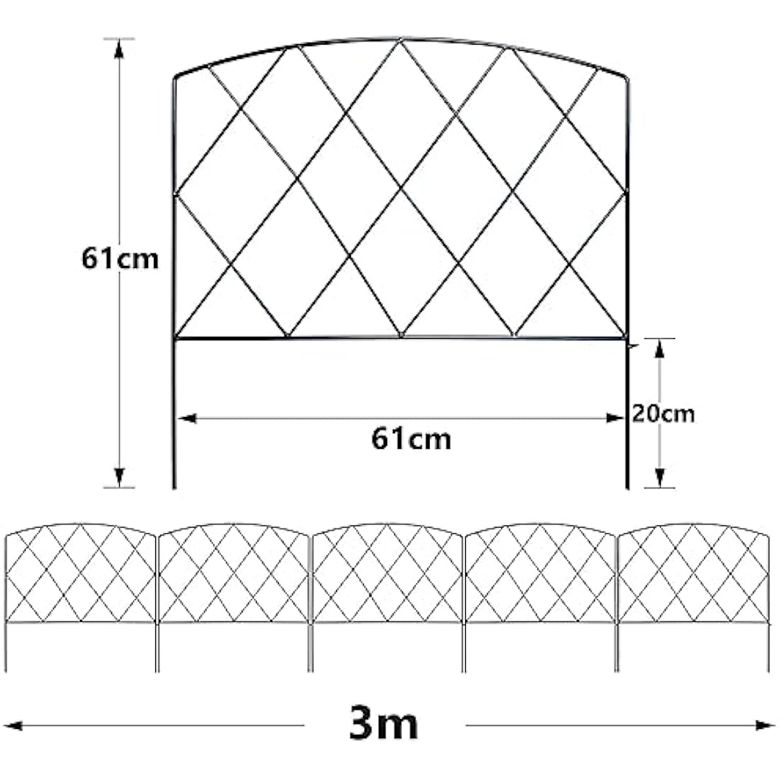 Thealyn Rustproof Metal Garden Fence | 3m No-Dig Animal Barrier & Edging