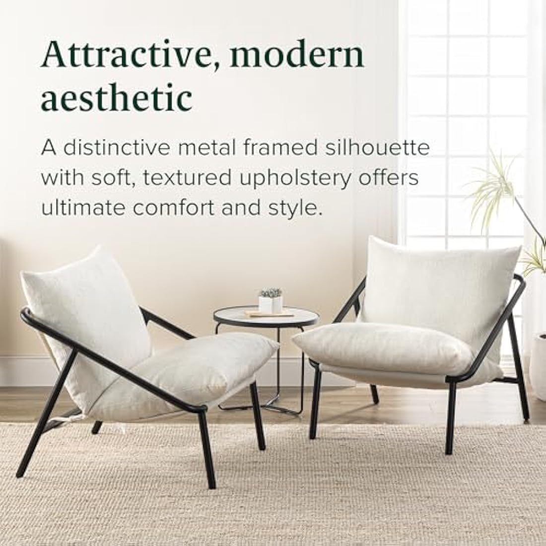 Zinus Ada Boucle Accent Chair – Metal Framed Armchair with Foam