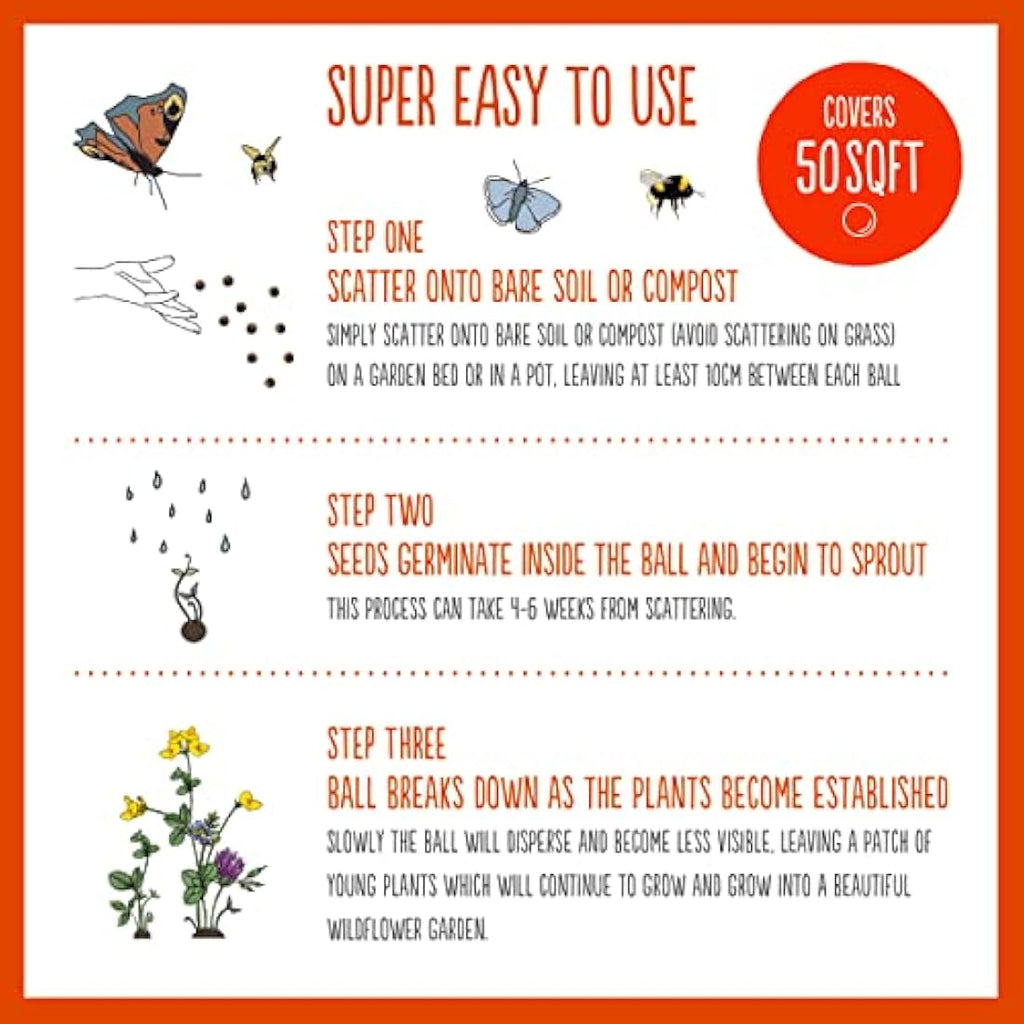 Seedball Red Poppy Seed Bombs – 100 Pack Peat-Free Wildflower Seeds