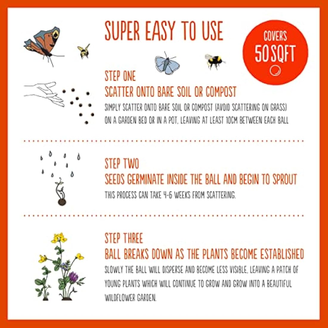 Seedball Red Poppy Seed Bombs – 100 Pack Peat-Free Wildflower Seeds