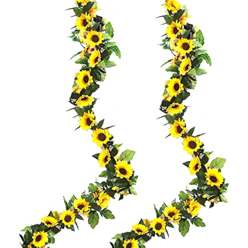 2 Pack Artificial Sunflower Garlands | Silk Floral Vine Decor