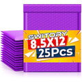 Switory Purple Poly Bubble Mailers – 25 Pack Padded Envelopes (21.6x28cm)