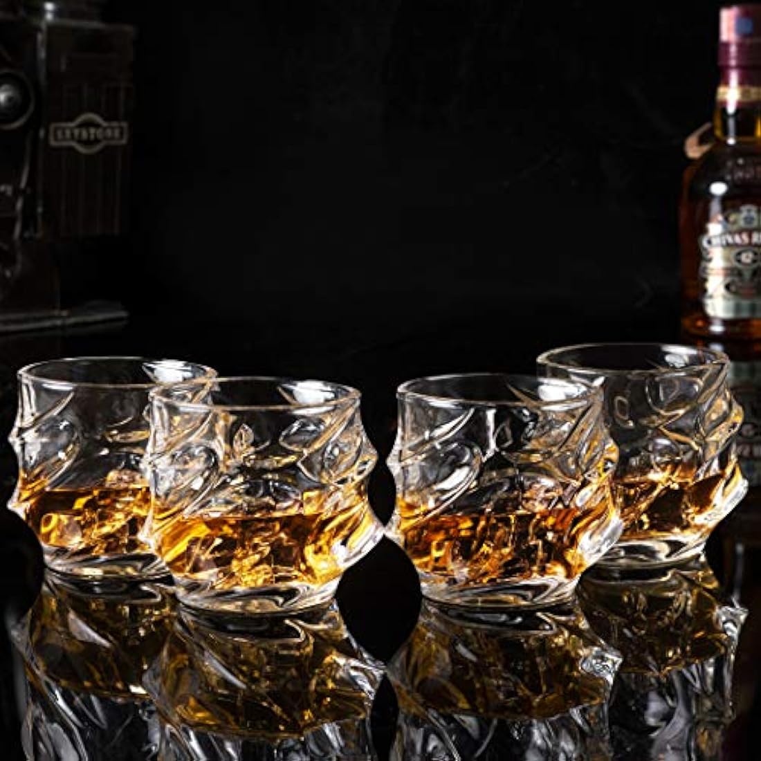 KANARS Lead-Free Crystal Whiskey Glasses – 4-Piece Set for Bourbon