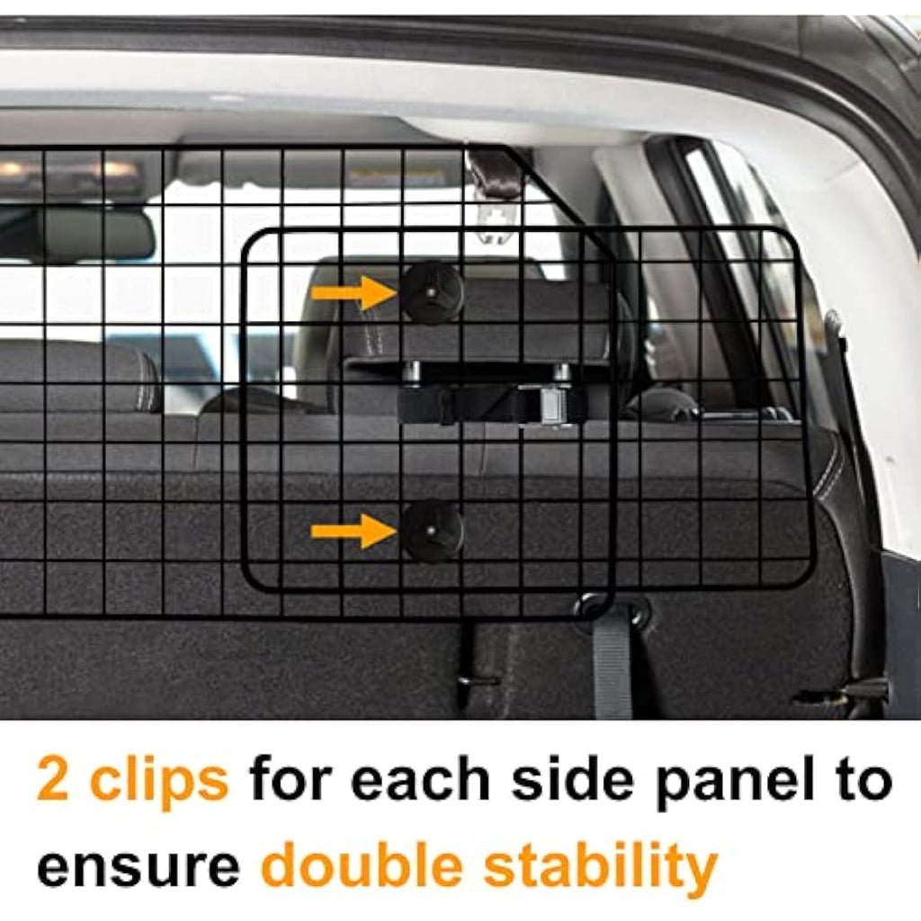 NOAMOO Heavy-Duty Dog Car Barrier – Adjustable Wire Mesh SUV Pet Guard