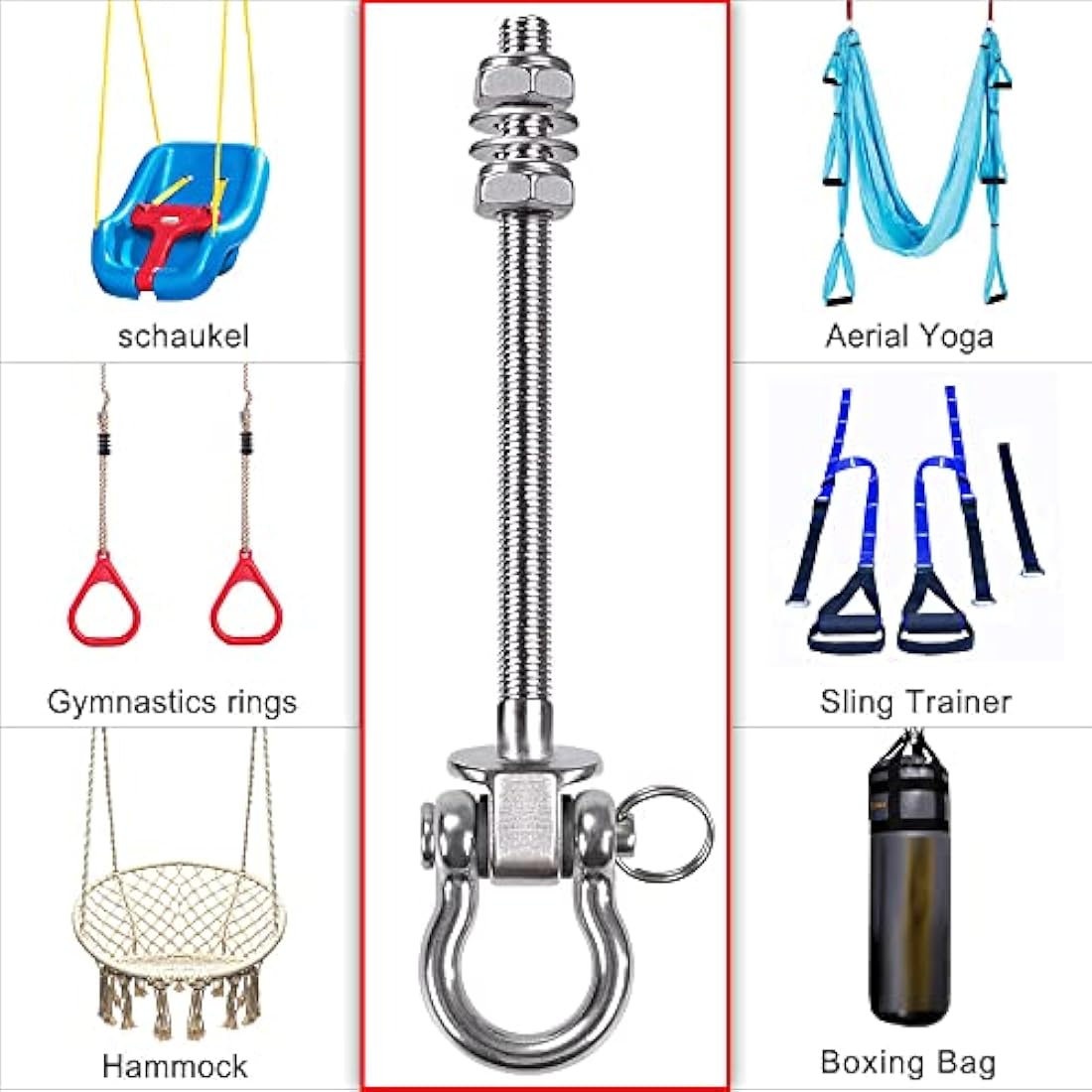 SELEWARE 304 Stainless Steel Swing Hangers – Heavy Duty Hammock Hooks, 6 Pack