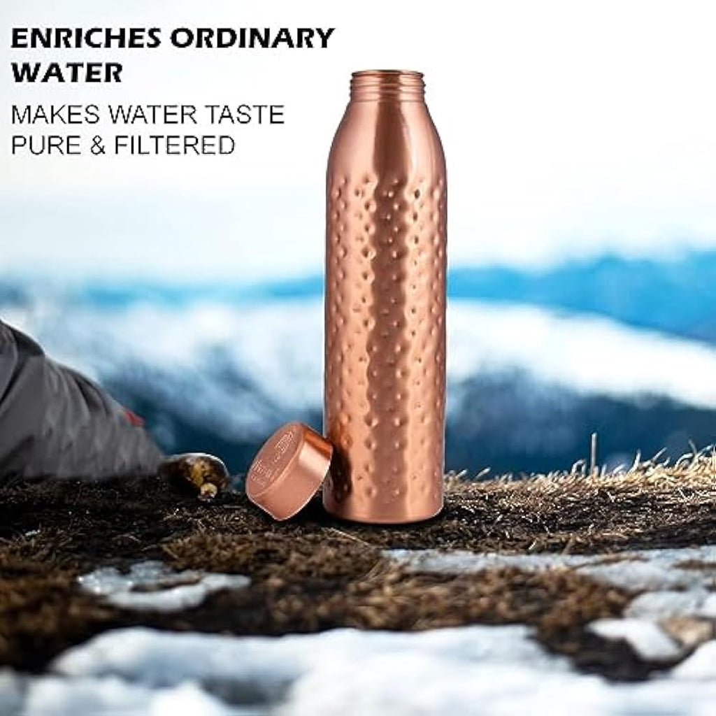 Hammered Copper Water Bottle 1L - Ayurvedic Vessel (6 Pack)