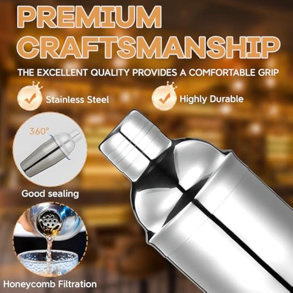 12-Piece Stainless Steel Cocktail Shaker Set with Stand