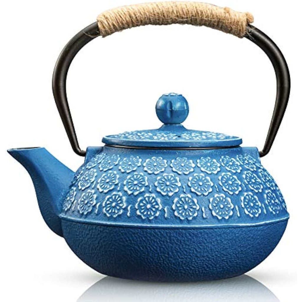 SUSTEAS Cast Iron Teapot – 900ml Japanese Tetsubin with Infuser, Dark Blue