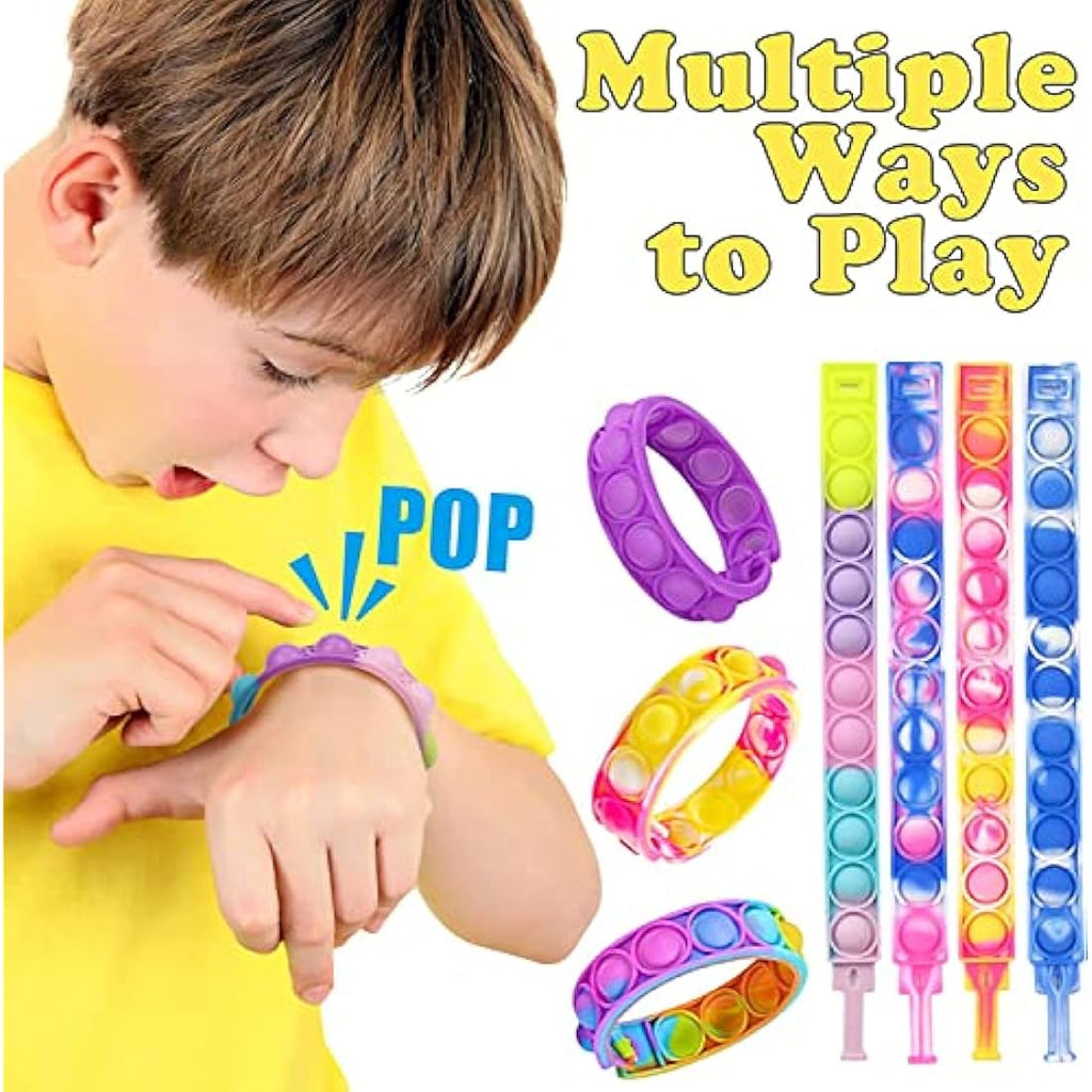 Jolof Store 40Pcs Pop Bracelet Fidget Toys | Silicone Sensory Party Favors