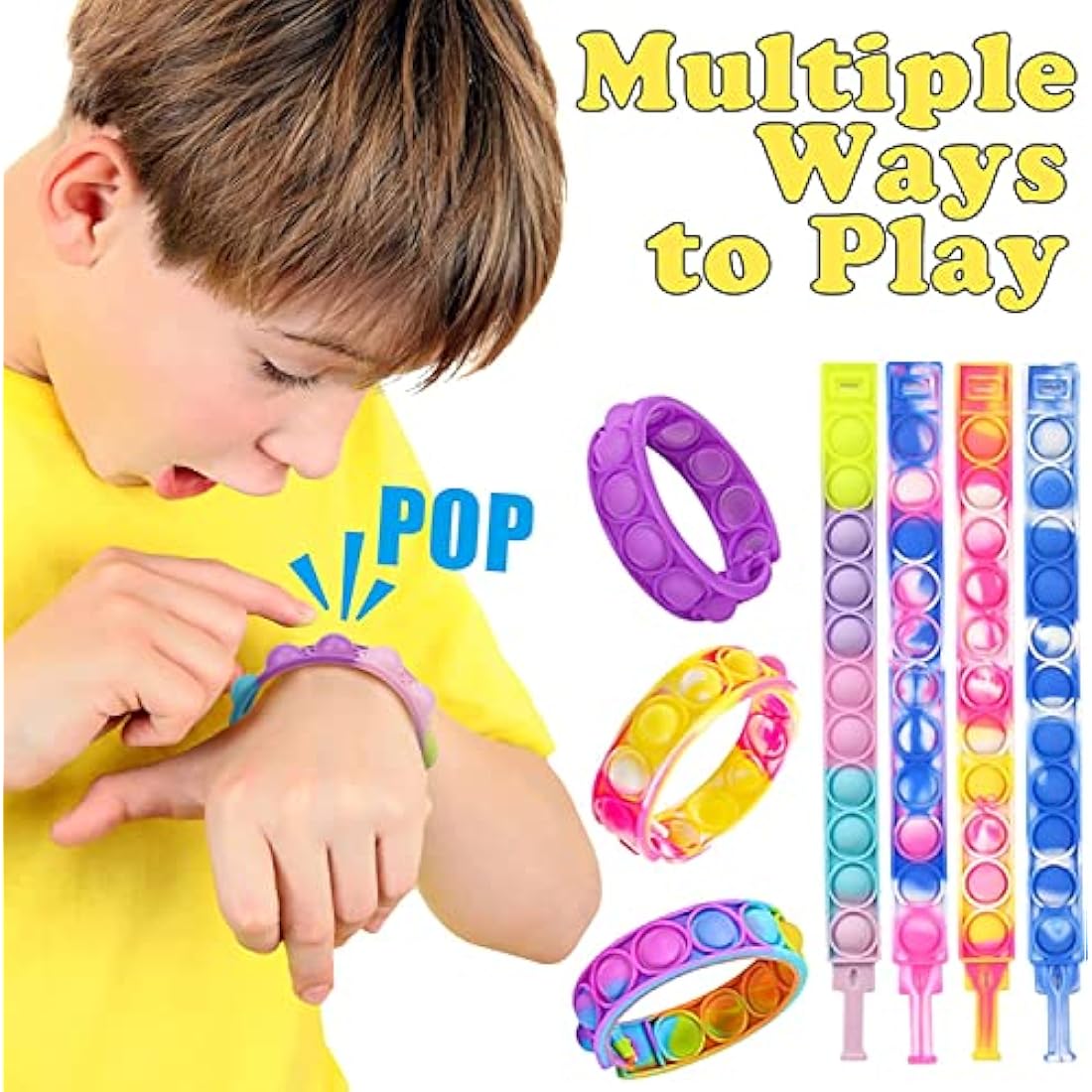 Jolof Store 40Pcs Pop Bracelet Fidget Toys | Silicone Sensory Party Favors
