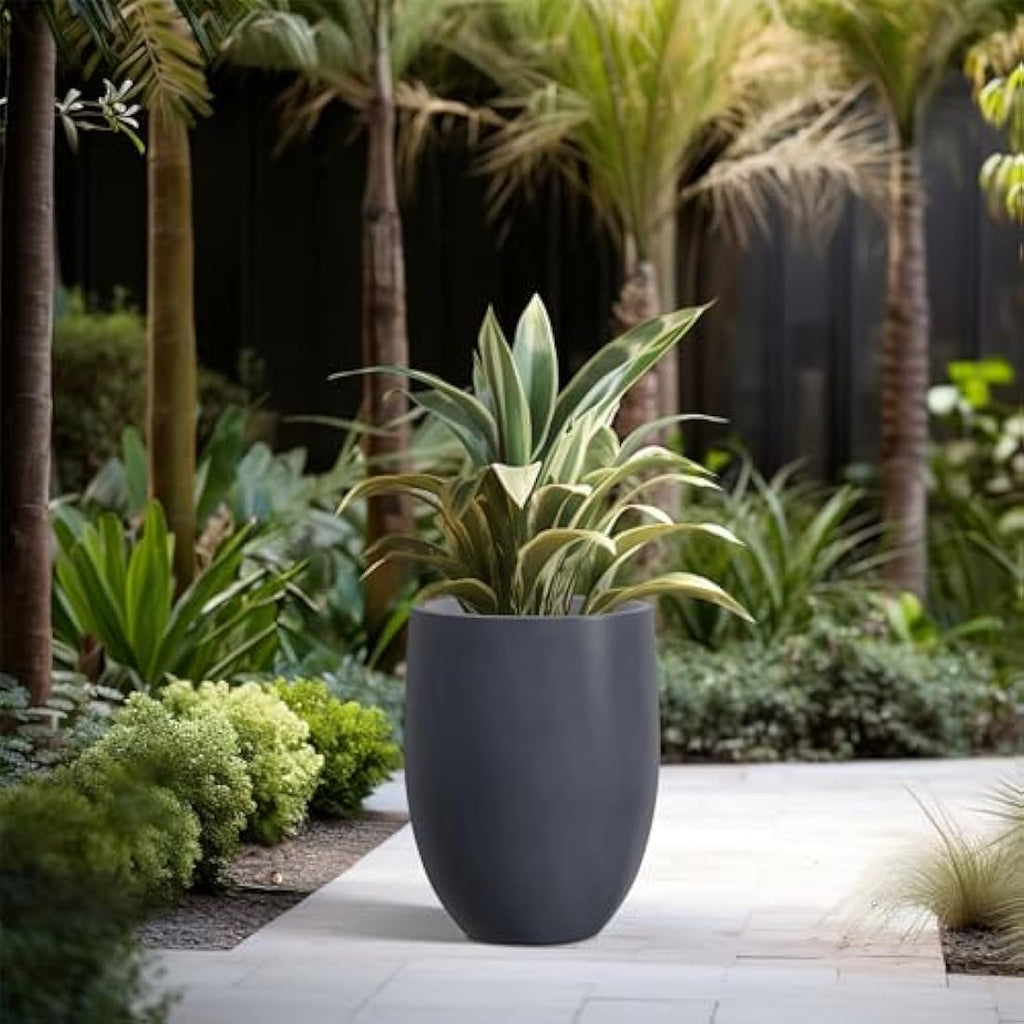Kante Large Concrete Outdoor Planter – Modern Round Taper Pot, 21.7" H