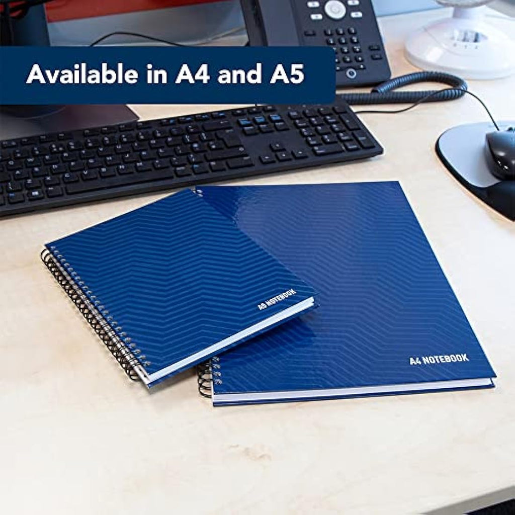 Summit A4 Wirebound Hardback Notebook, Ruled, Blue, 10 Pack