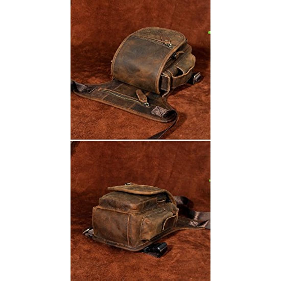 Mens Genuine Leather Drop Leg Bag | Motorcycle Waist Pack