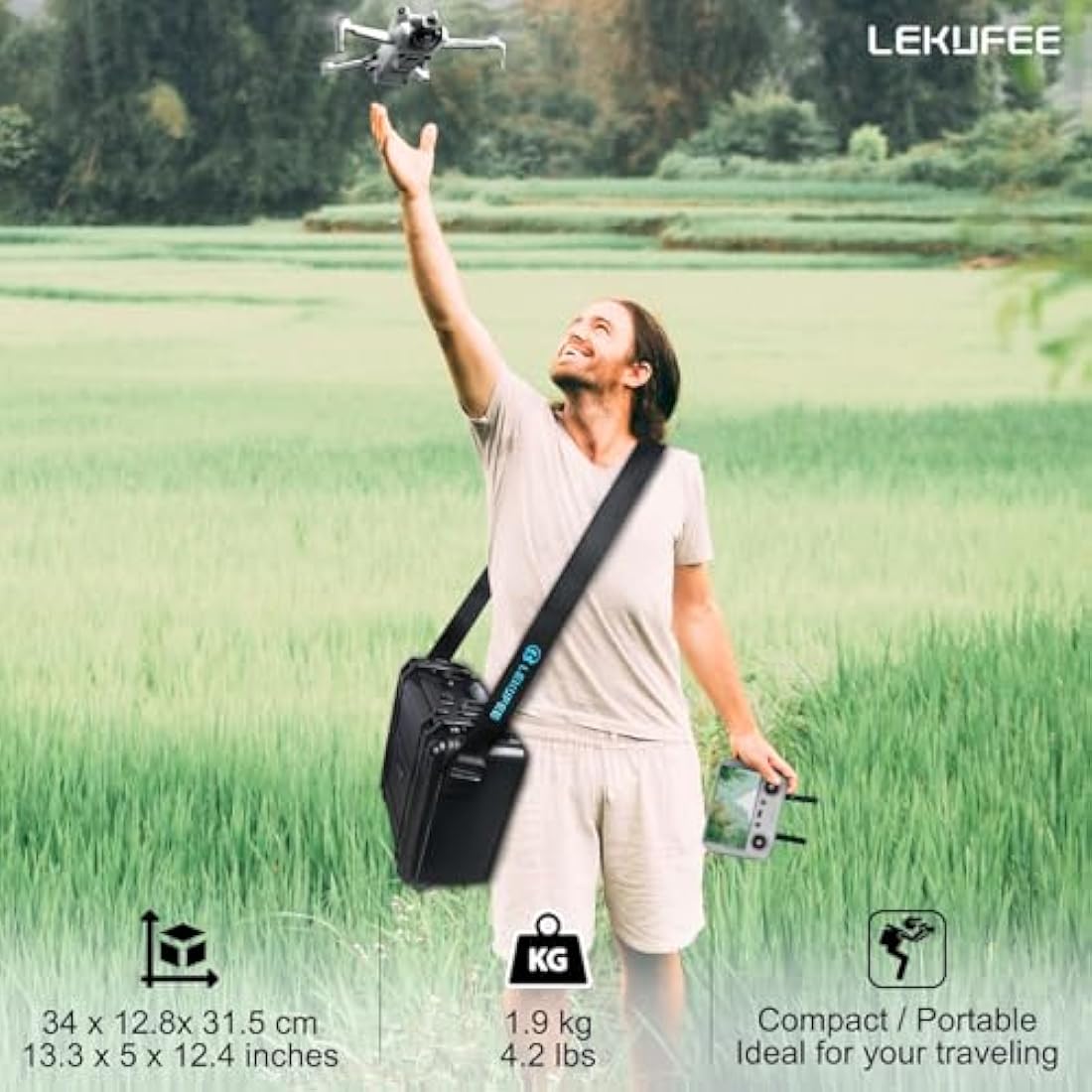 Lekufee Waterproof Hard Case for DJI Mini 4 Pro/3 Pro | Durable ABS Shell