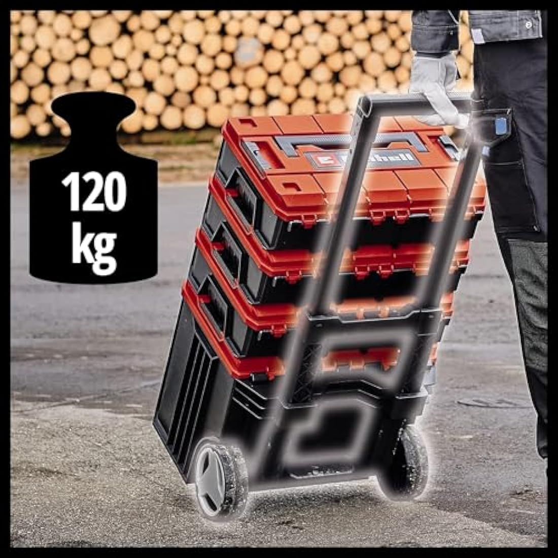 Einhell E-Case L Stackable Tool Storage Case with Wheels and Handle