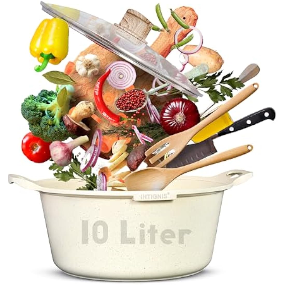 INTIGNIS 32cm Casserole Pot – 10L Large Ceramic Non-Stick Induction Pot