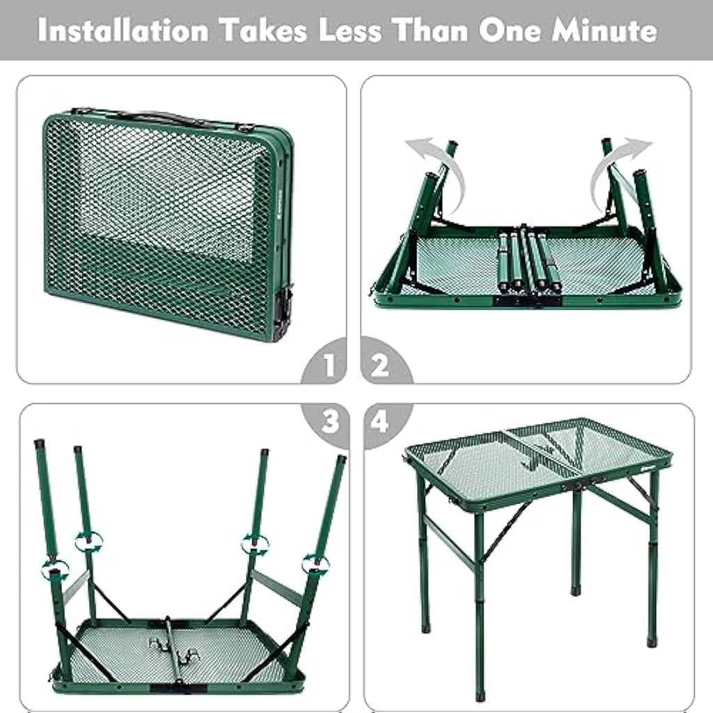 E EASTSTORM Portable Folding Camping Table – Lightweight Mesh Picnic Table