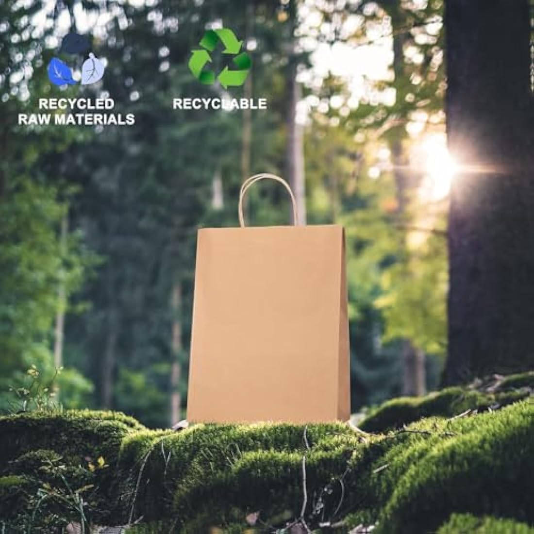 Switory Brown Kraft Paper Gift Bags with Handles | 50 Pack | 8x4.75x10.5"