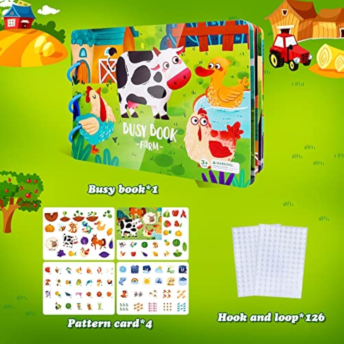 ASTARON Montessori Busy Book – Farm Theme Toddler Learning Activity Toy
