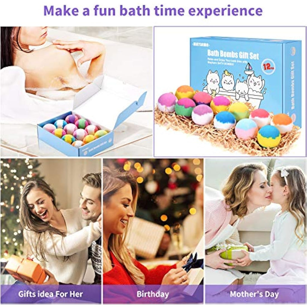 Jolof Store 12-Piece Organic Bath Bombs Gift Set | Vegan & Essential Oils