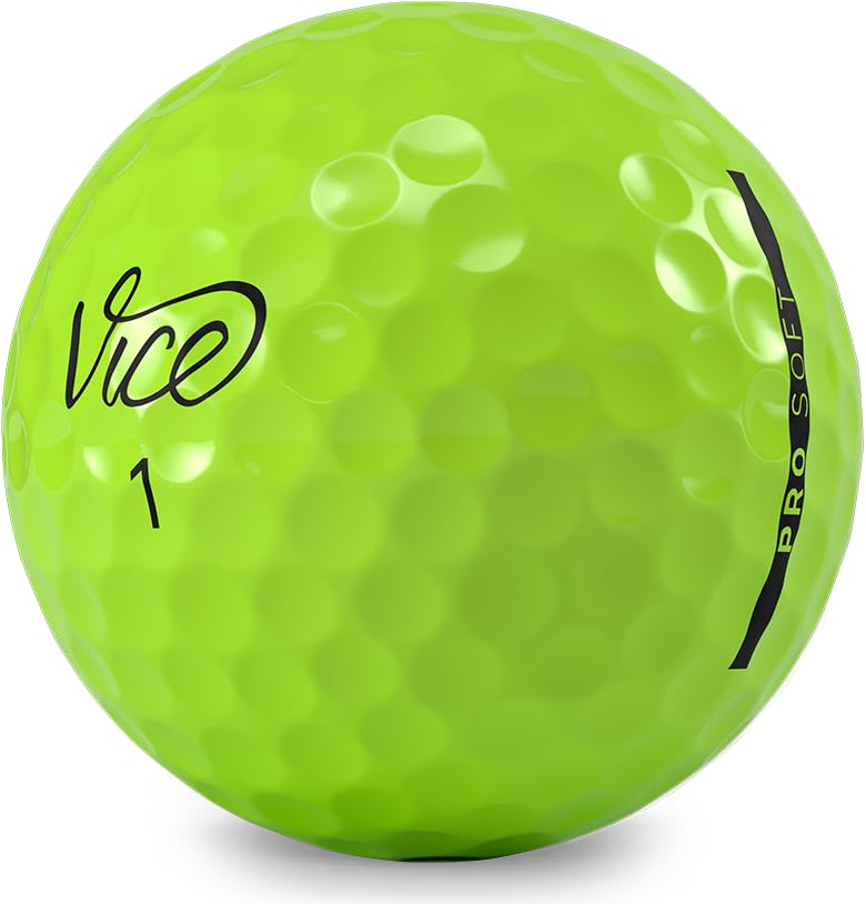 Vice Golf Pro Soft Urethane Golf Balls – Neon Lime, 3-Piece Construction