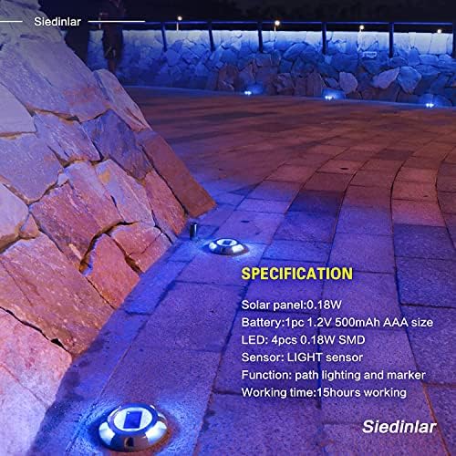 Siedinlar Solar Deck Lights – IP68 Waterproof Aluminum Ground Lights, 12 Pack