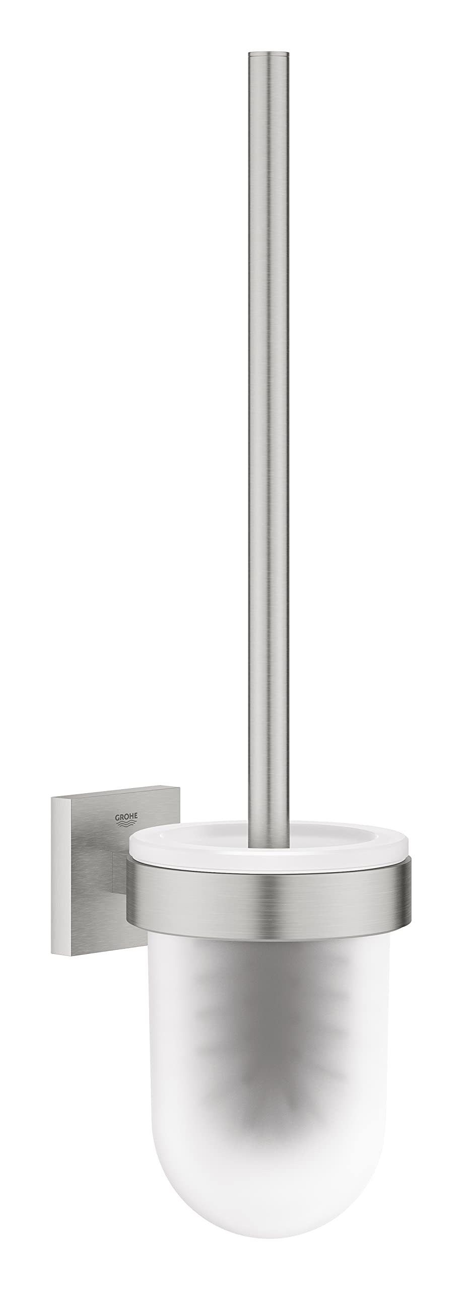 GROHE Start Cube Toilet Brush Set – Wall Mounted Glass & Metal, 399mm