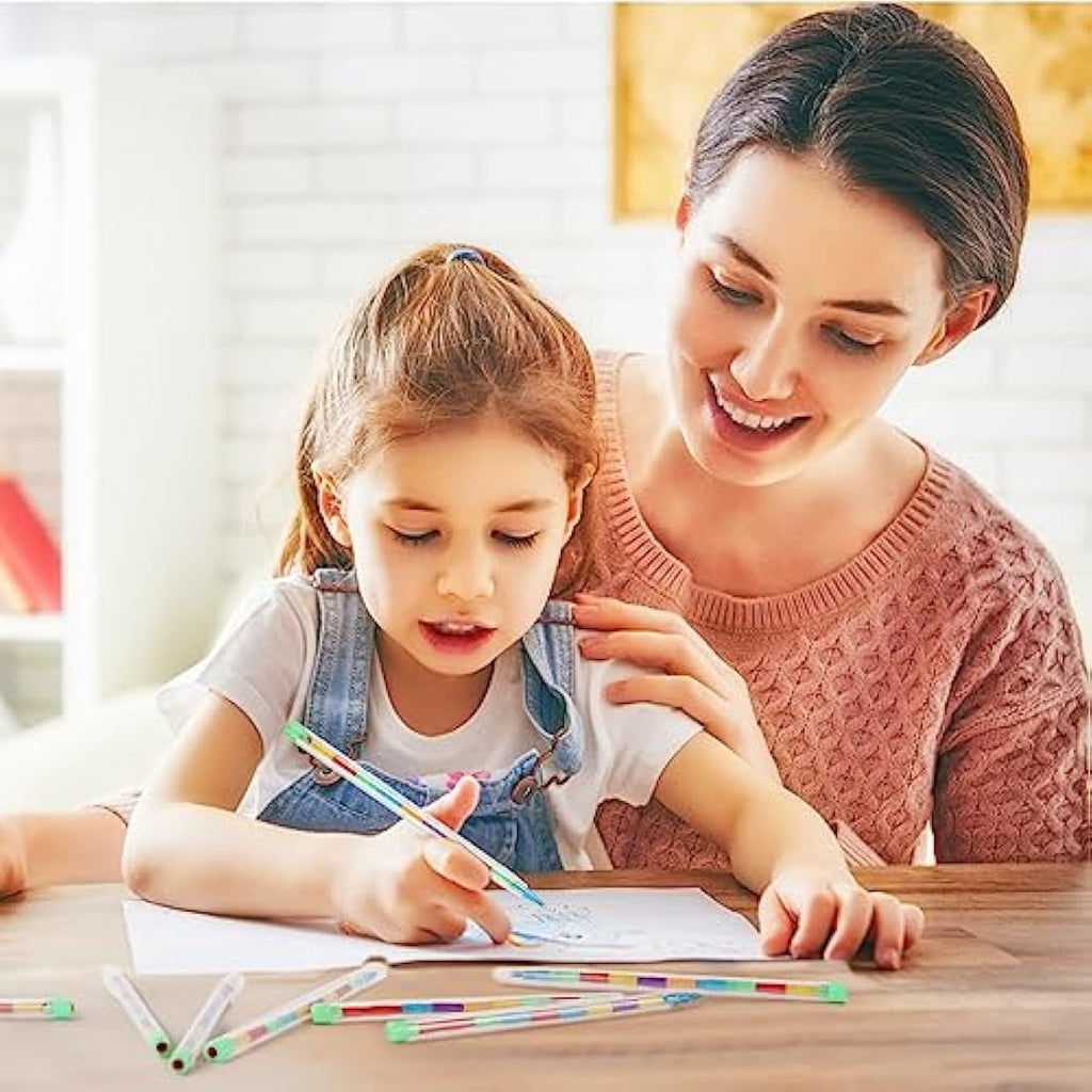 Vicloon Rainbow Stacking Crayons – 30PCS Swop Point Pencils for Kids