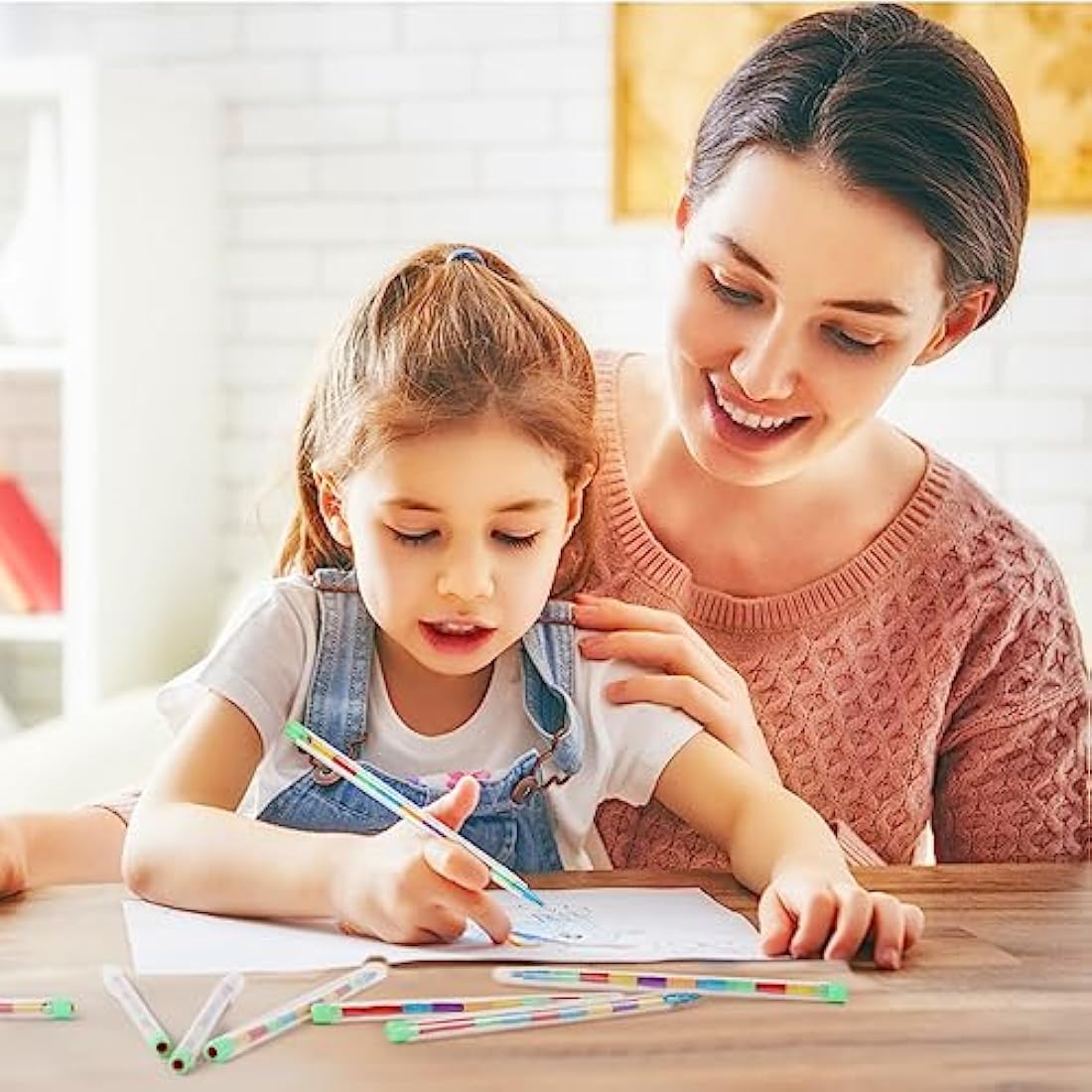 Vicloon Rainbow Stacking Crayons – 30PCS Swop Point Pencils for Kids