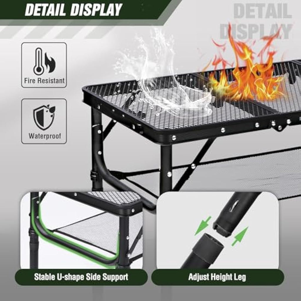 REDCAMP Folding Camping Table | Adjustable Height Aluminum Grill Table
