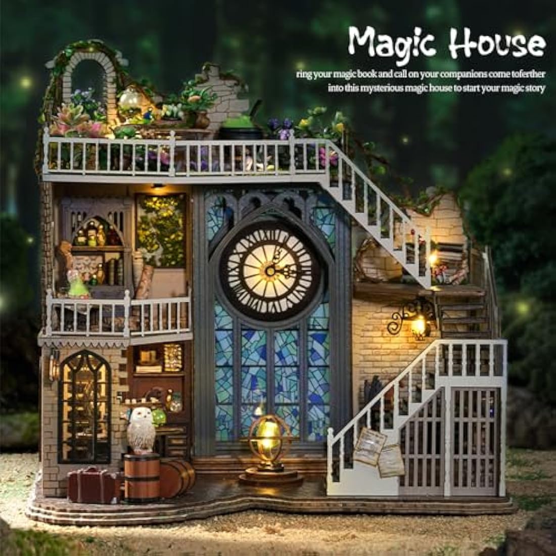 CUTEBEE Magic House DIY Miniature Dollhouse Kit with Dust Cover