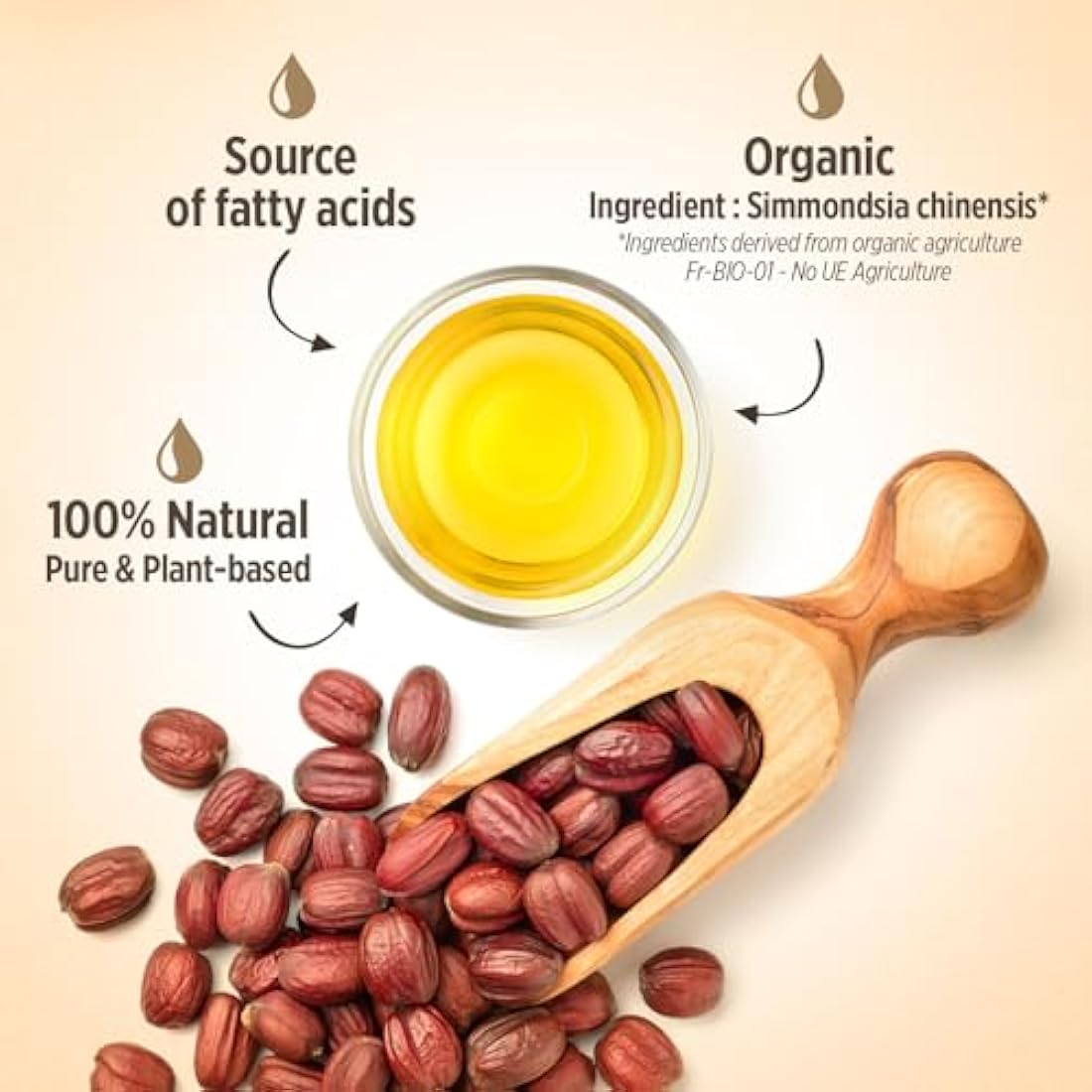 Organic Jojoba Oil – 900ml Pure Cold Pressed Carrier Oil