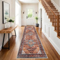 SHACOS Vintage Hallway Runner Rug – Non-Slip Washable Boho Red, 60x300cm