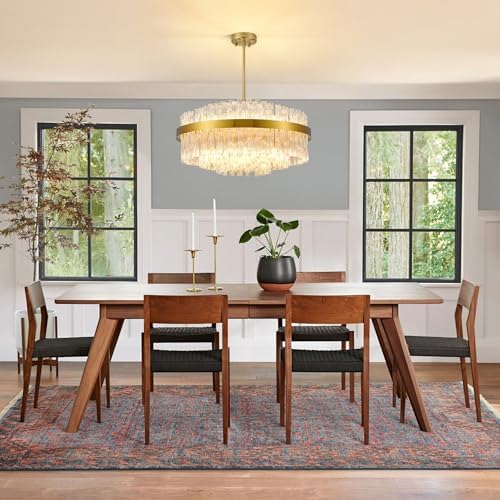 KUNYEEE Gold Crystal Chandelier – 60cm Modern K9 Flush Mount Ceiling Light