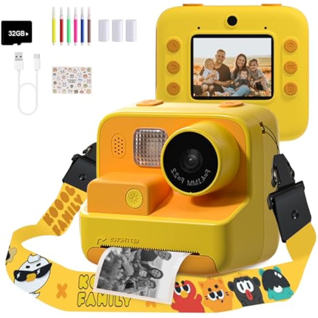 Mafiti Kids Instant Print Camera | 1080P HD Digital Selfie Cam with 32GB SD