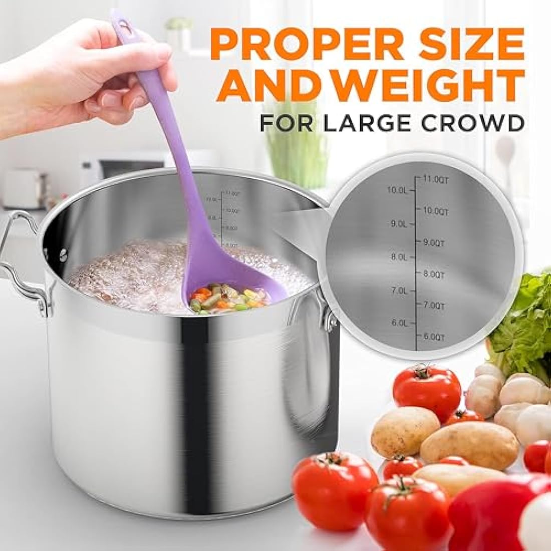 NutriChef 11L Stainless Steel Stockpot – Heavy Duty Induction Pot