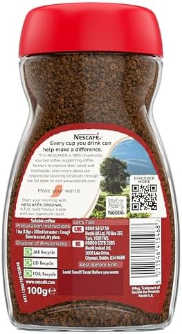 NESCAFÉ Original Instant Coffee – Rich & Bold Roast – 100g (Pack of 12)