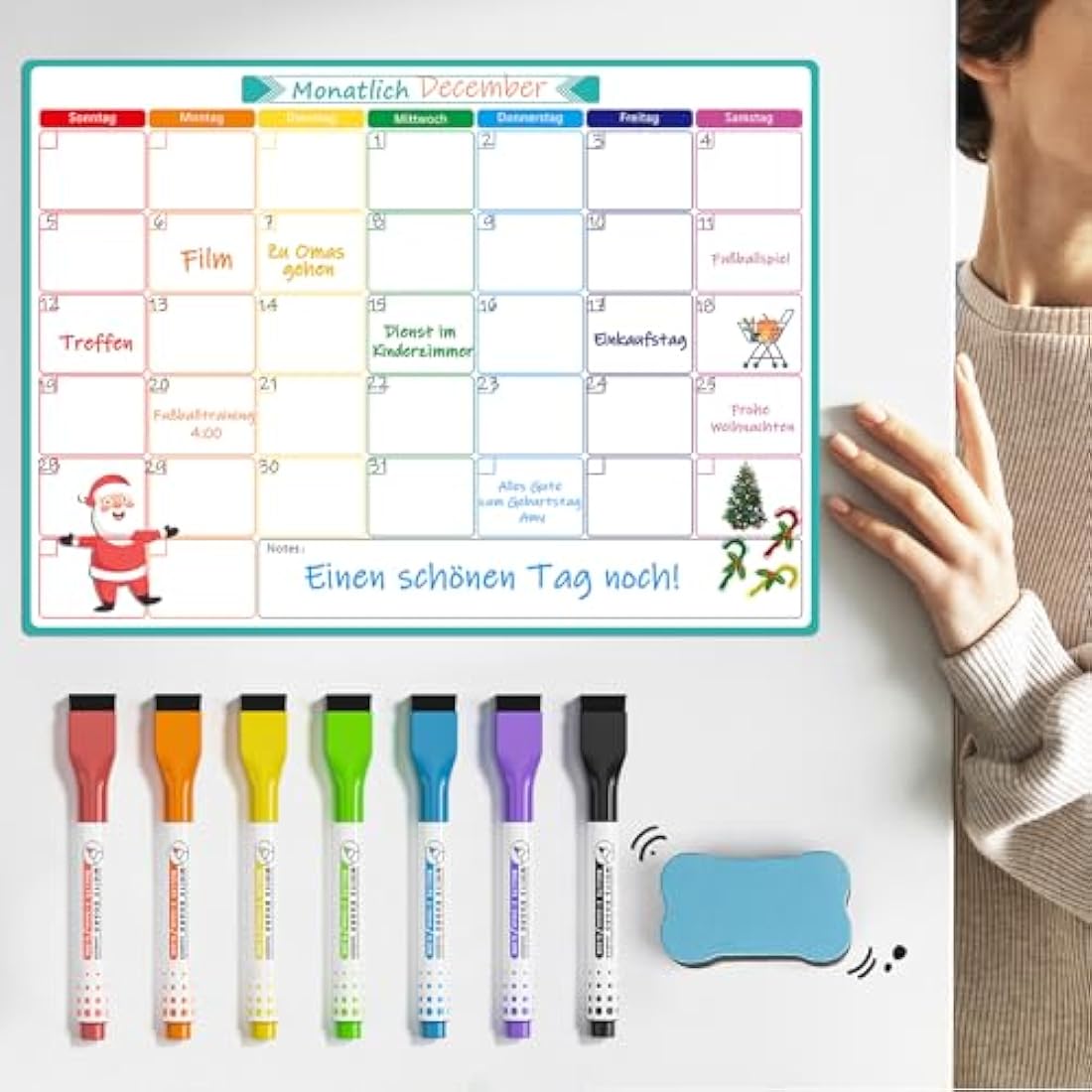 Magnetic Monthly Planner - A3 Dry Erase Fridge Whiteboard