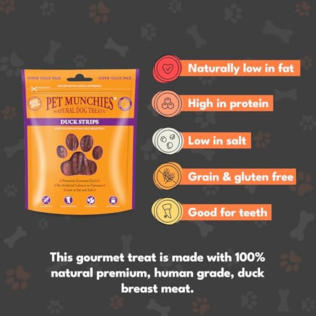 Pet Munchies Duck Strips Dog Treats – Natural Grain Free Value Pack 320g