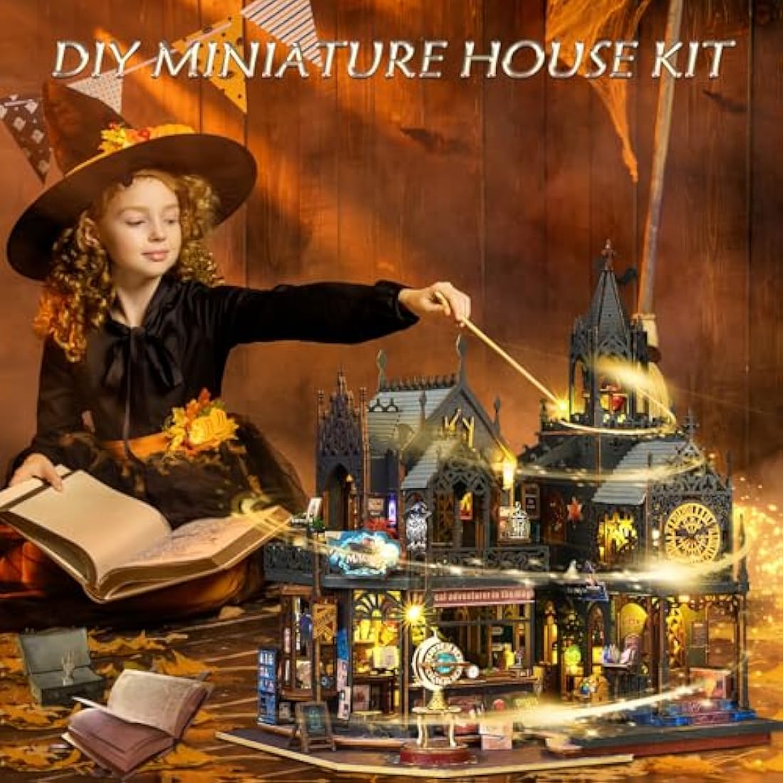 Jolof Store DIY Miniature Dollhouse Kit – Holo Magic City 2 Wooden House